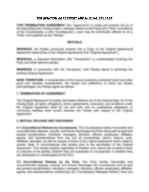 Termination and Mutual Release Agreement